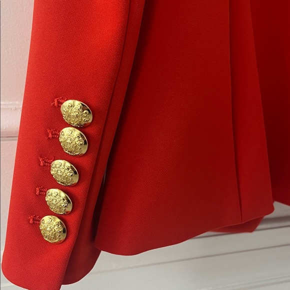 Veronica Beard Miller Dickey Jacket Blazer Flame Red with Gold Buttons - Picture 12 of 12